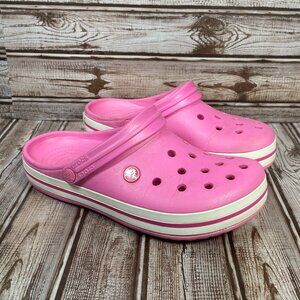 CROCS Crocband Clog Pink Women's 9 Men's 7 Slip On Waterproof Sandals Shoes